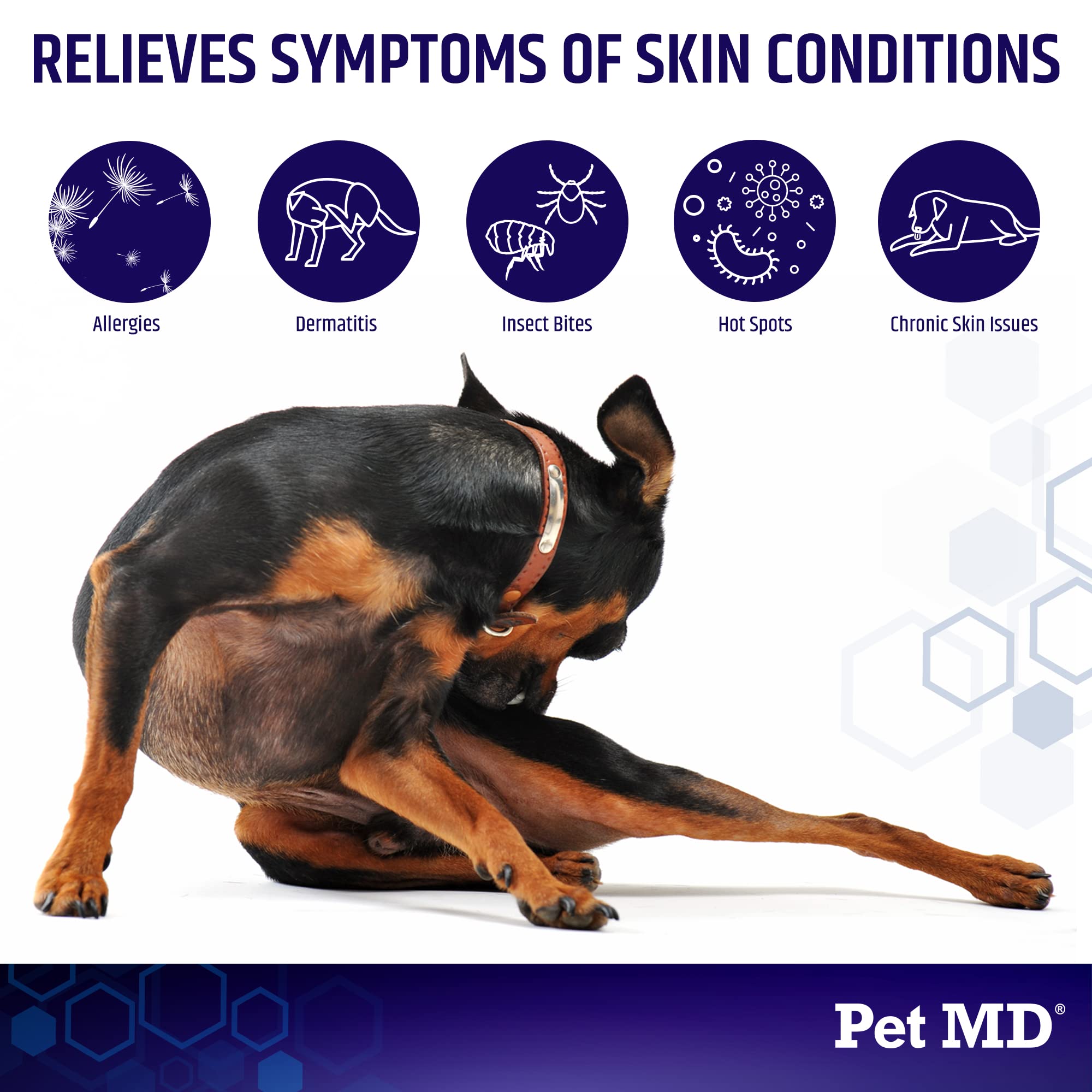 Pet MD Hydrocortisone spray dog-application demonstrating spot treatment