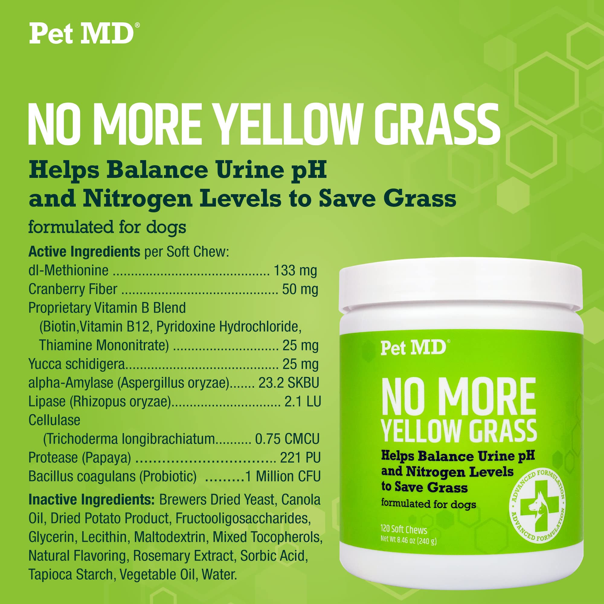 Pet MD Lawn Aid Chews lawn repair scene after use and reseeding