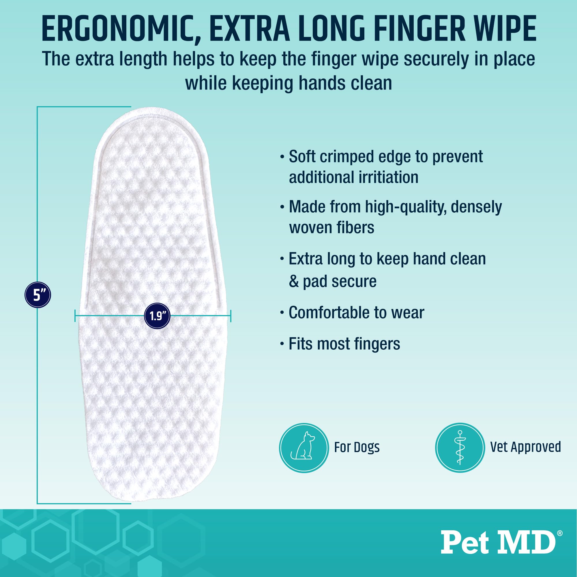 Pet MD made-in-USA label on dog dental wipes packaging