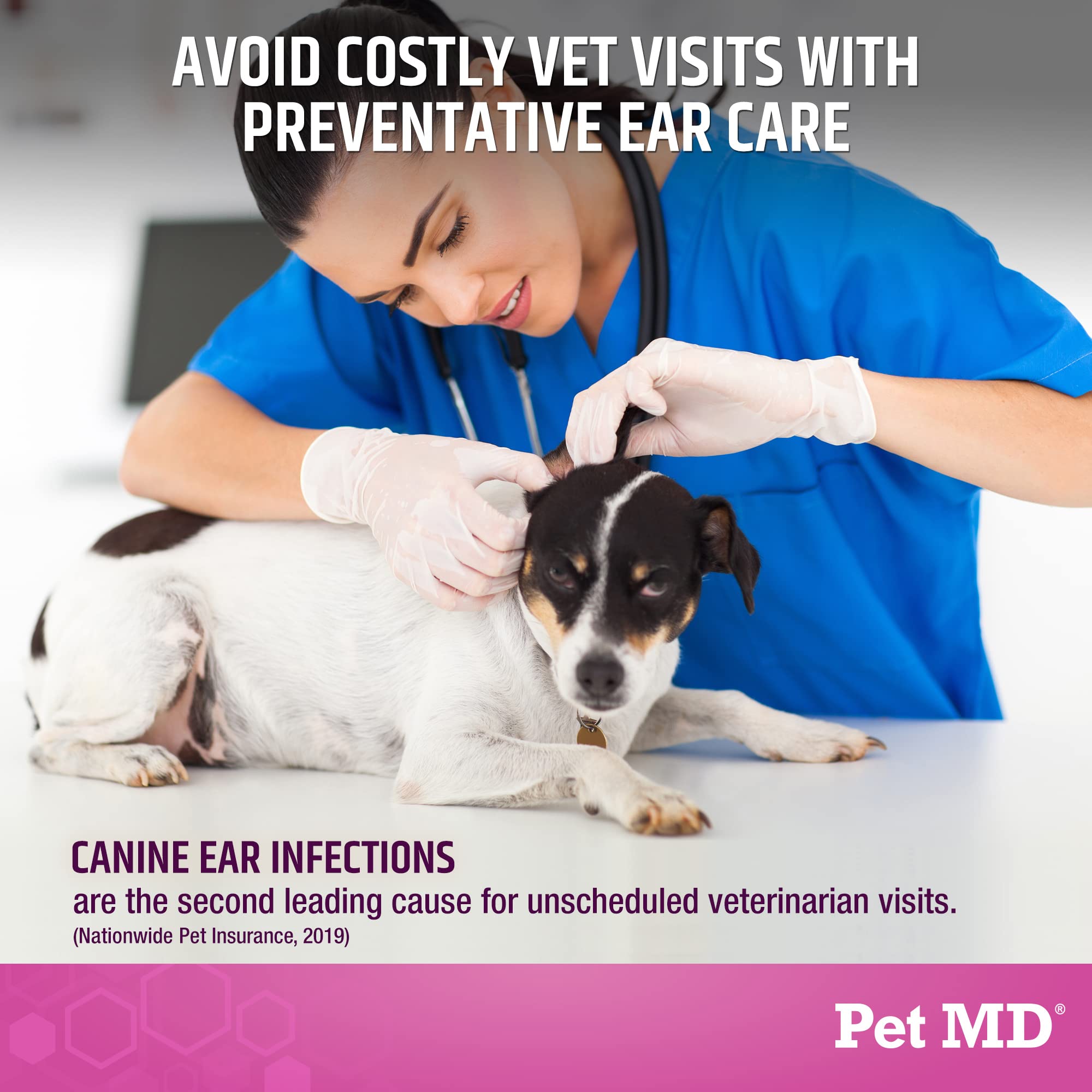 Pet MD Otic-Clean used in grooming shelters—bulk gallon supports regular otic care.