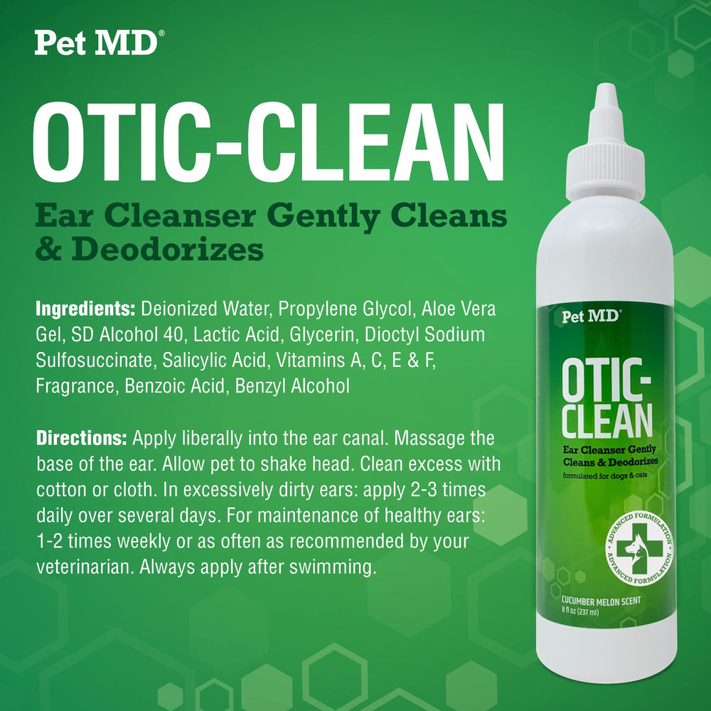 Pet MD Otic Clean cucumber melon scent — helps ears feel fresh and inviting.