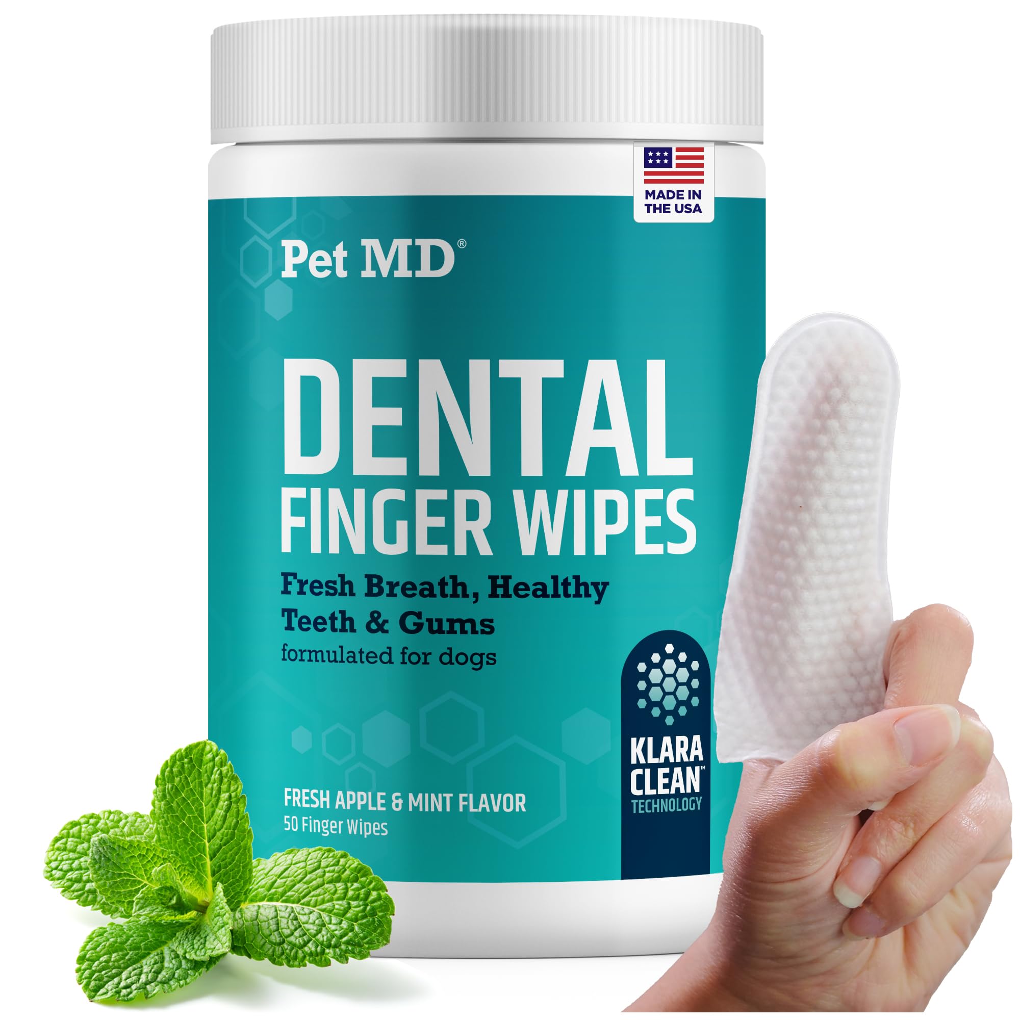 Pet MD pet dental finger wipes packaging for easy at-home oral care