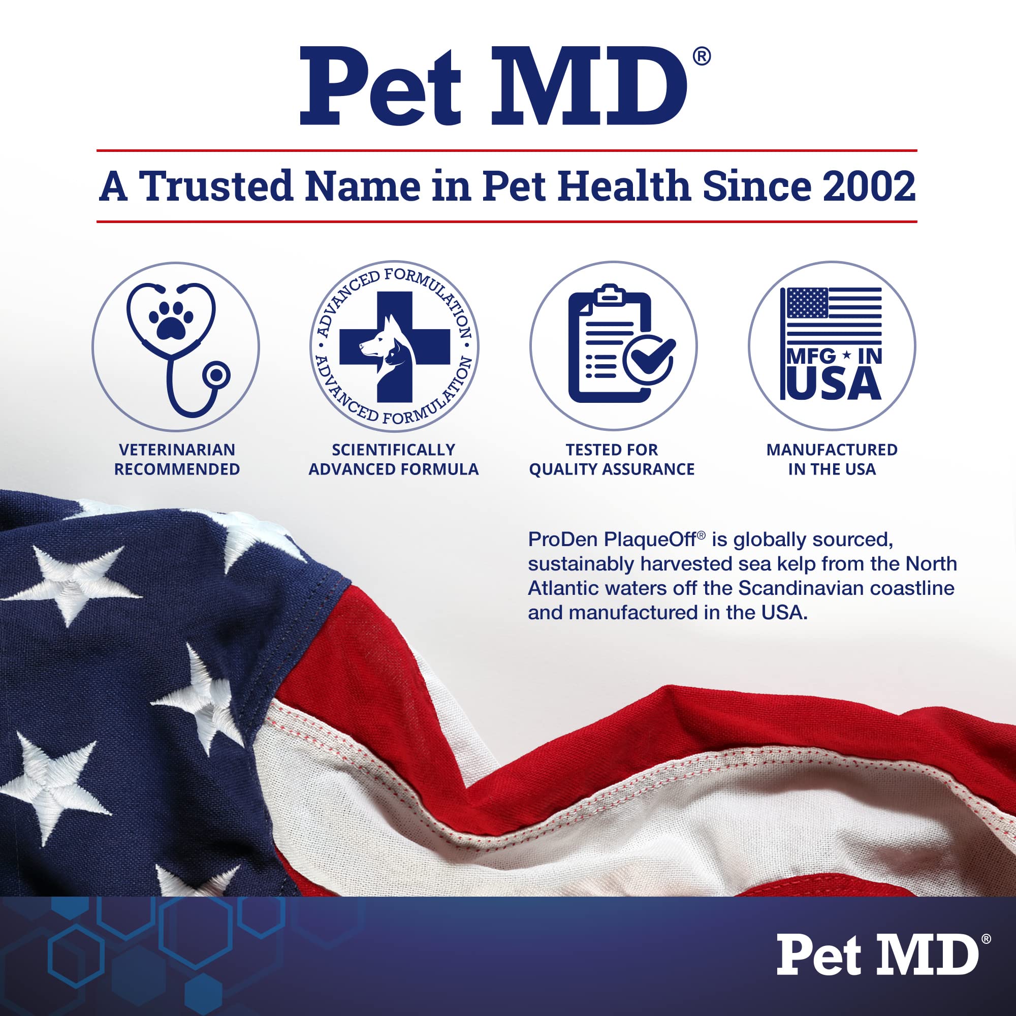 Pet MD Proden PlaqueOff helps fresher breath in dogs after use.