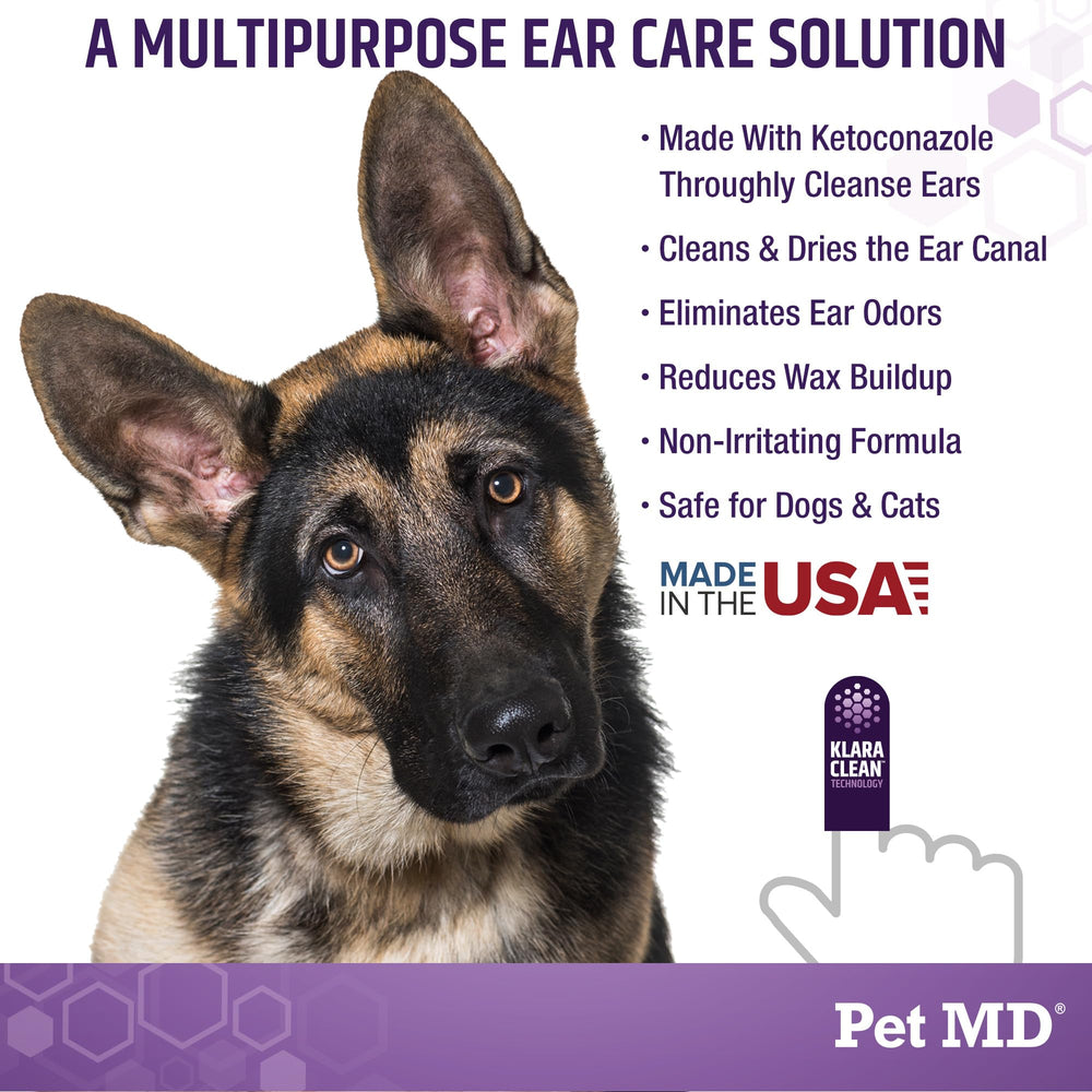 Pet MD Tris Ear Finger Wipes cat ear cleaning, gentle and effective daily care.