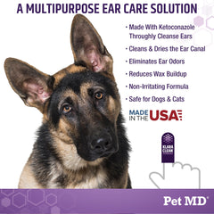 Pet MD Tris Ear Finger Wipes cat ear cleaning, gentle and effective daily care.