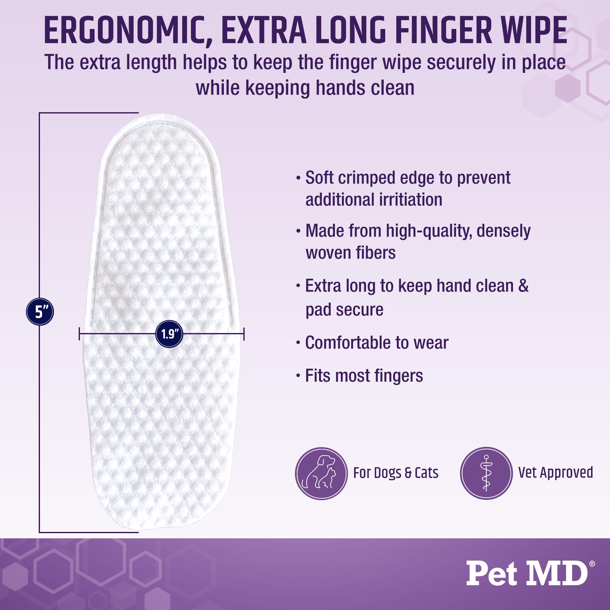 Pet MD Tris Ear Finger Wipes daily ear care for dogs and cats.