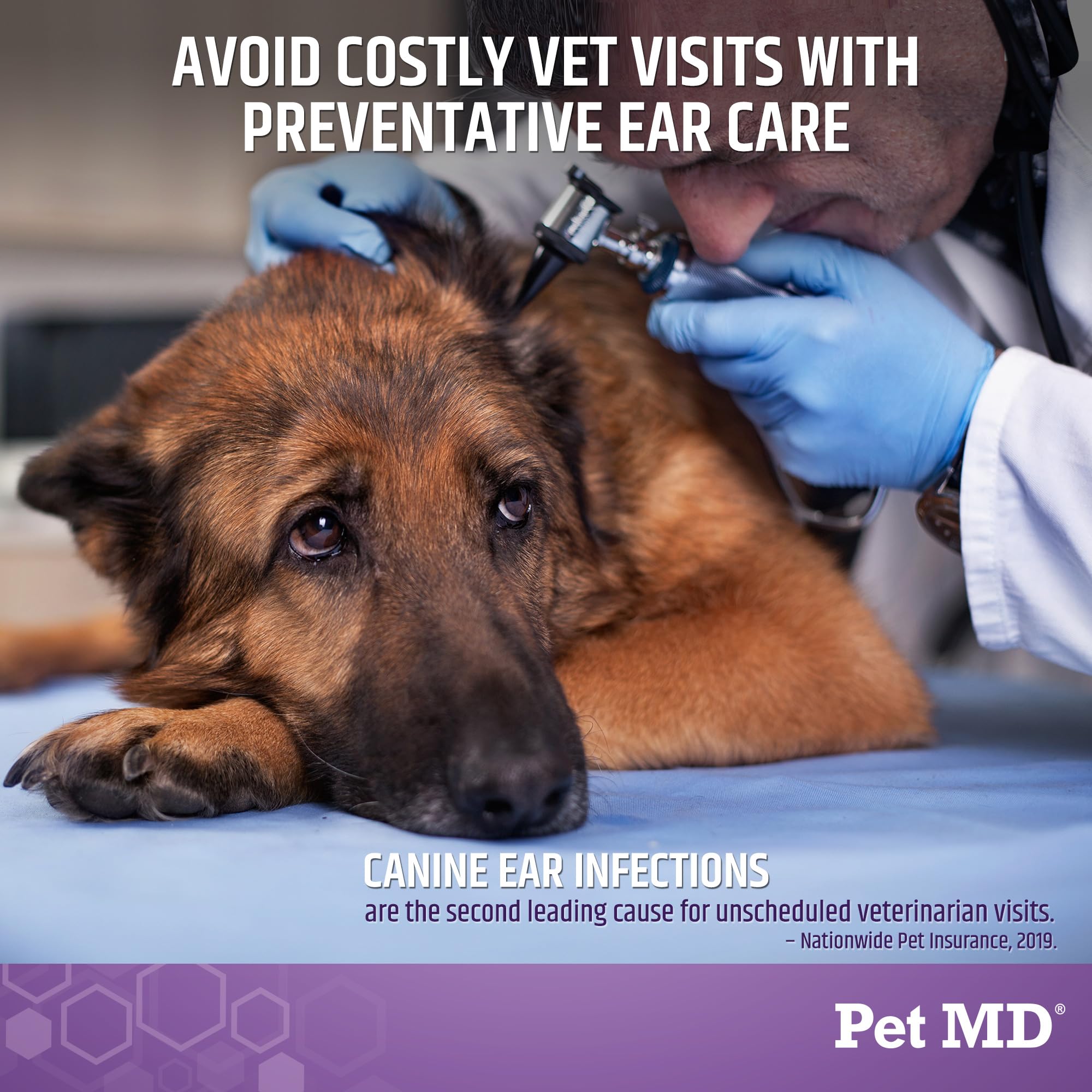 Pet MD Tris Ear Finger Wipes for dog ear cleaning, precision during routine care.