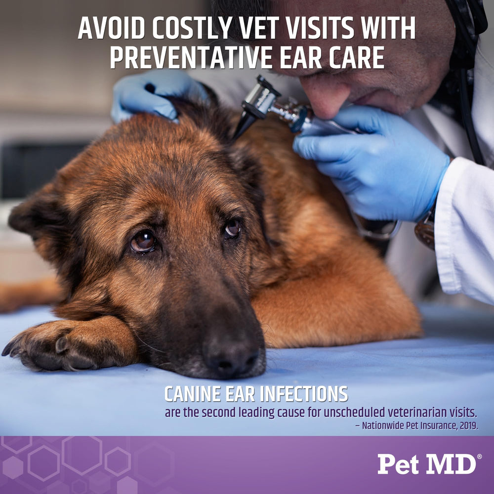 Pet MD Tris Ear Finger Wipes for dog ear cleaning, precision during routine care.