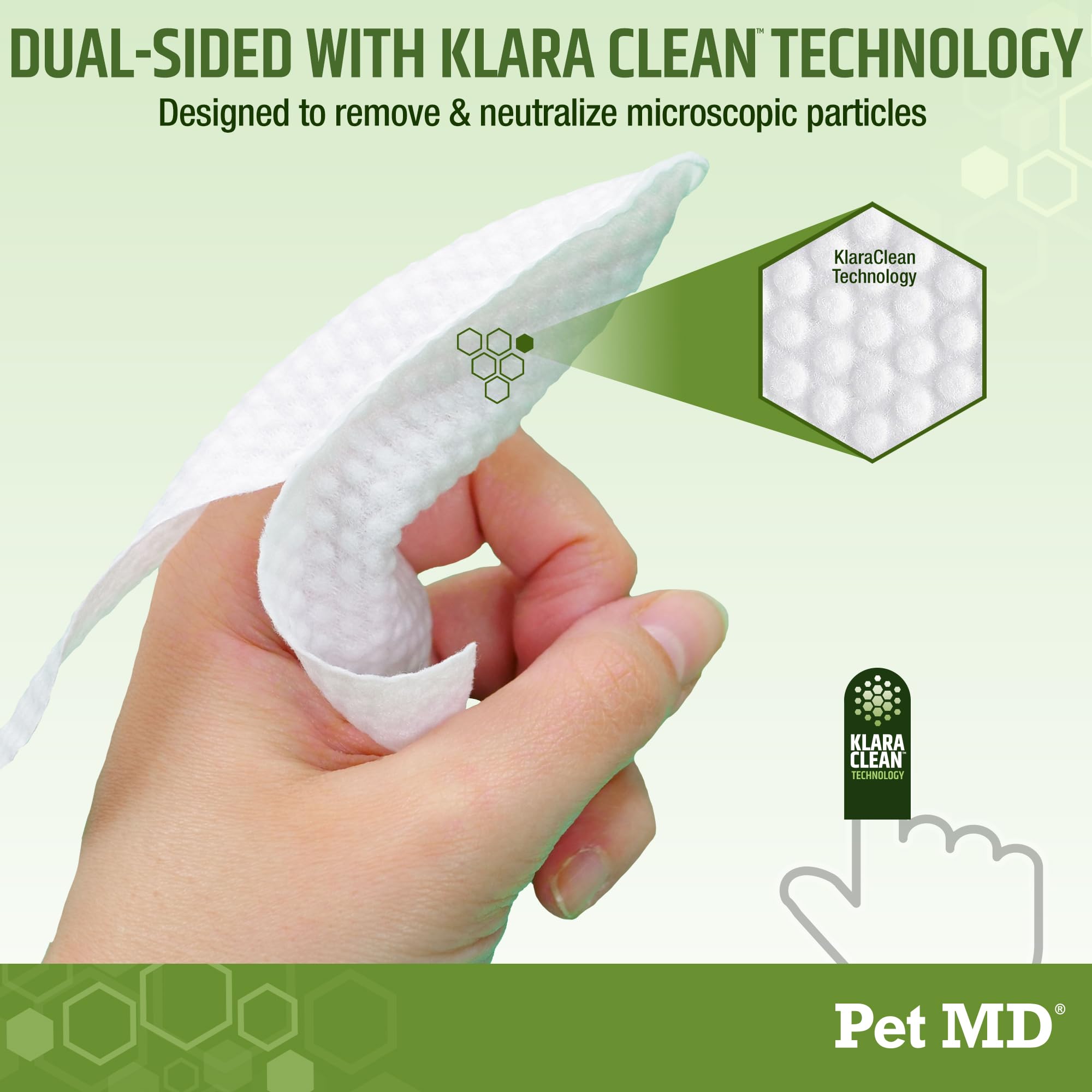 Pet MD wipes in sleeve package for convenient daily use