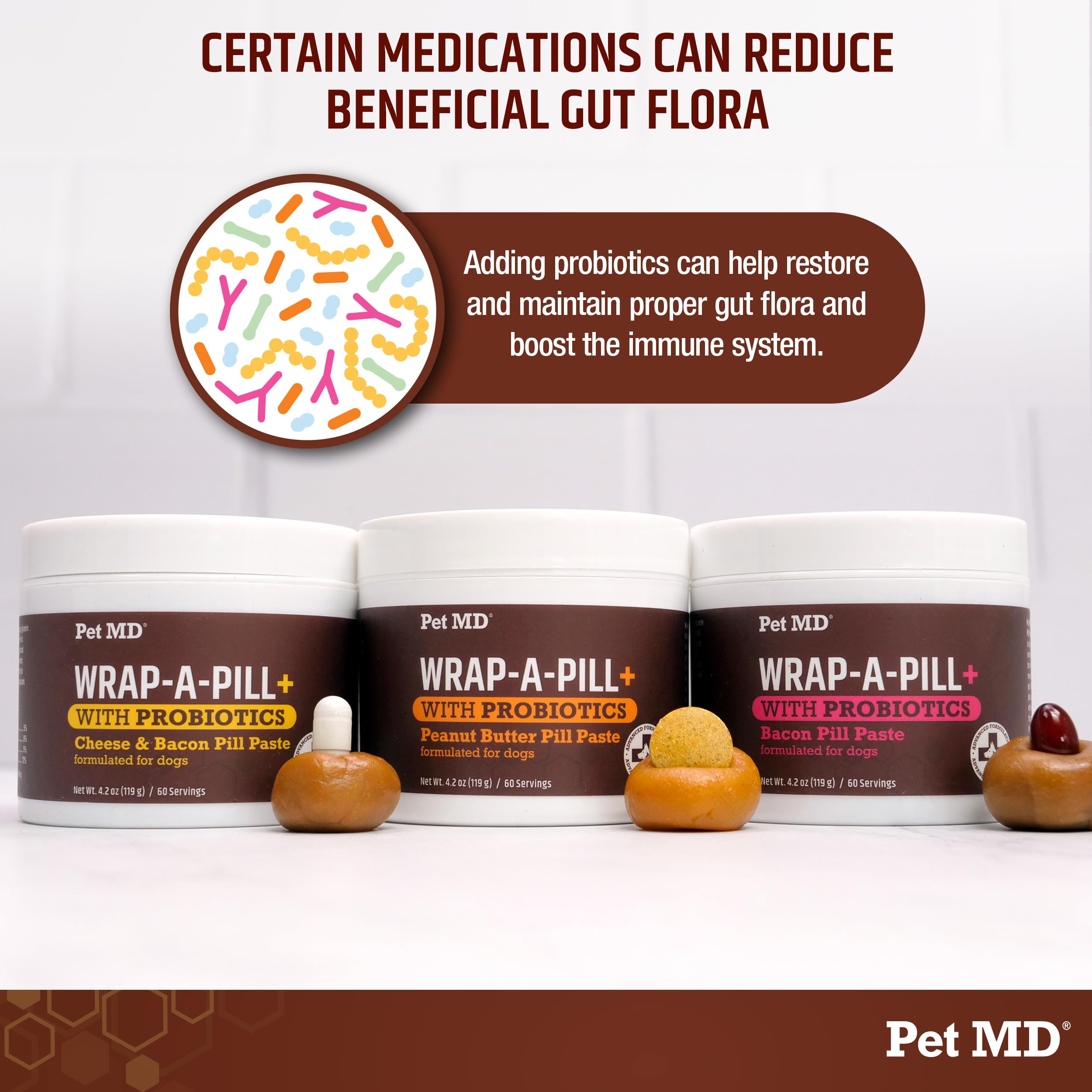 Pet MD wrap-a-pill paste probiotic infusion supporting digestive comfort
