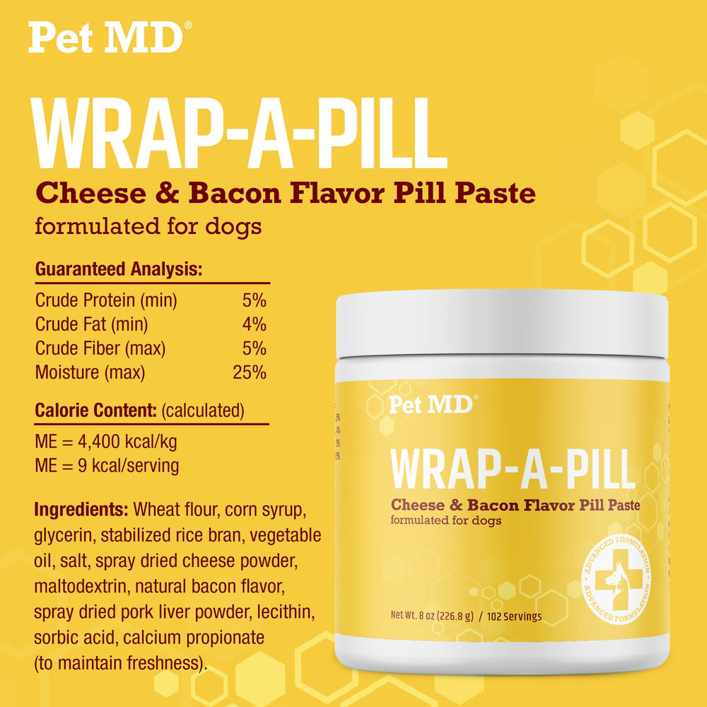 Pet MD Wrap A Pill happy-dog during pill-time with cheese-bacon flavor