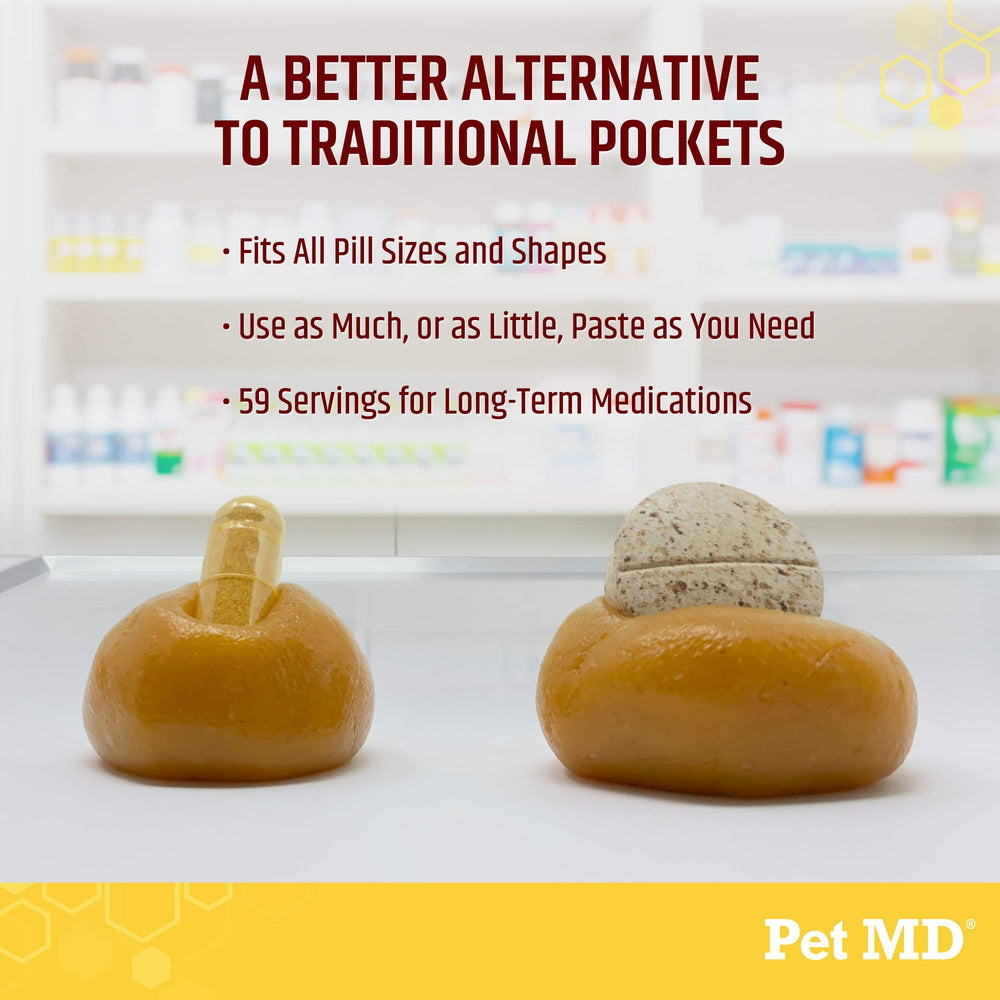 Pet MD Wrap in use as dog enjoys cheese bacon pill paste