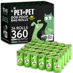 PET N PET 360 counts unscented dog poop bags pack ready for daily walks.