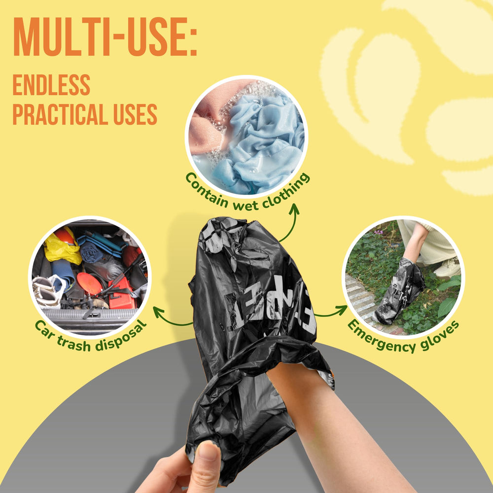 PET N PET easy-tear design demonstrated for quick cleanup on the go.