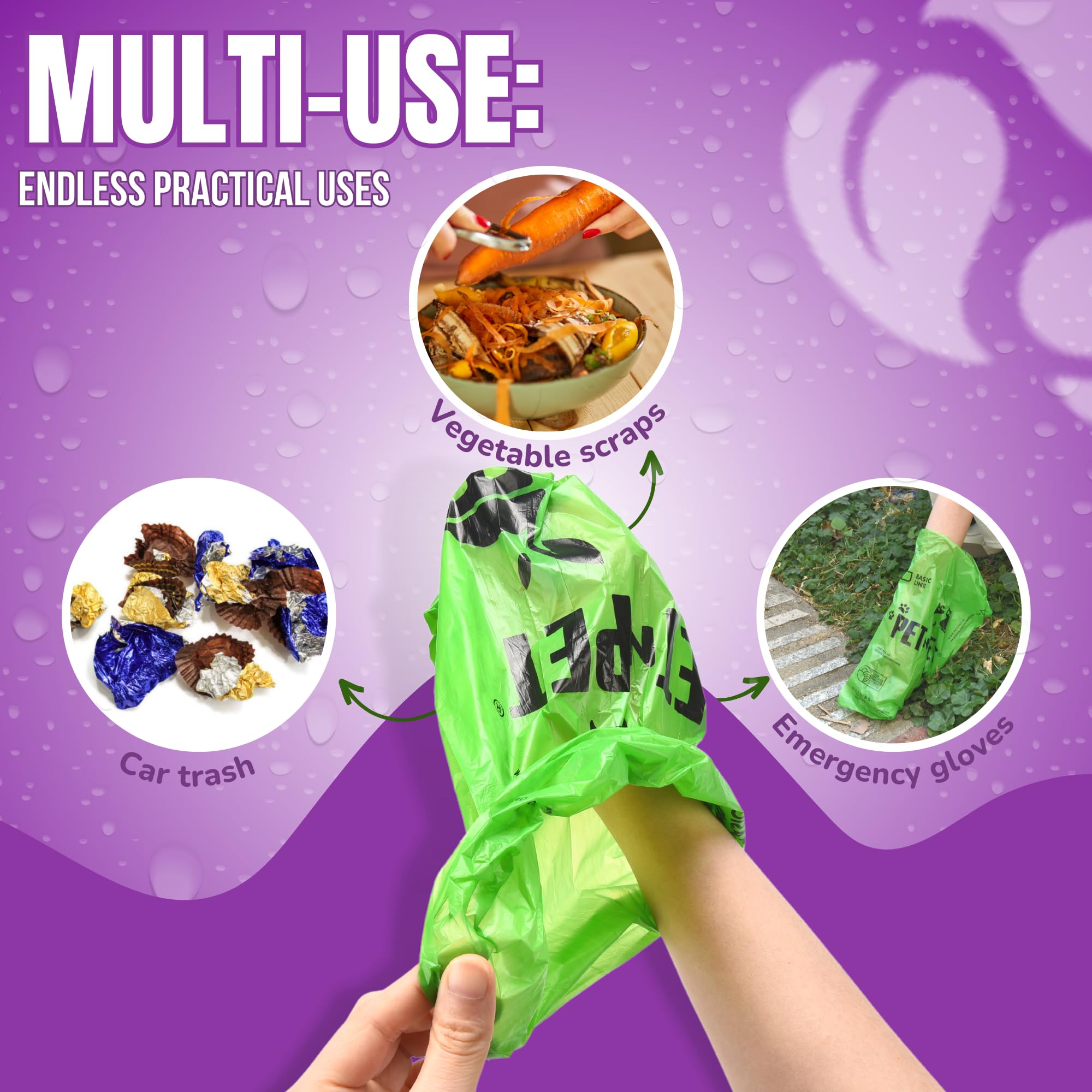 PET N PET easy-tear design poop bags enable fast mess cleanup.