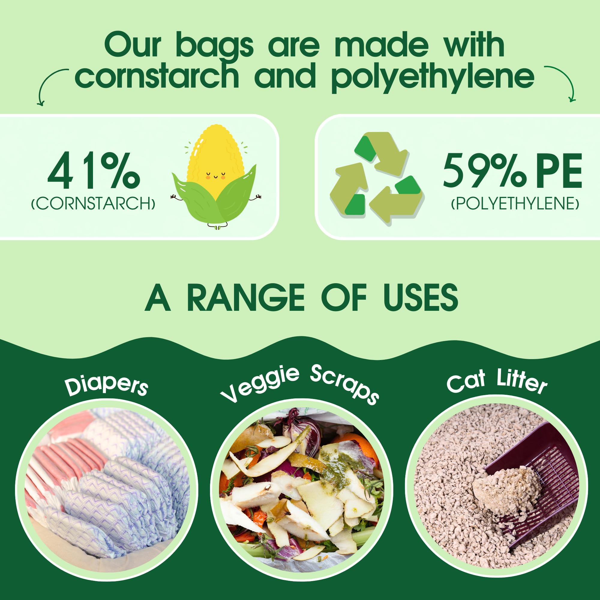 PET N PET multipurpose waste bags for cat litter and more.