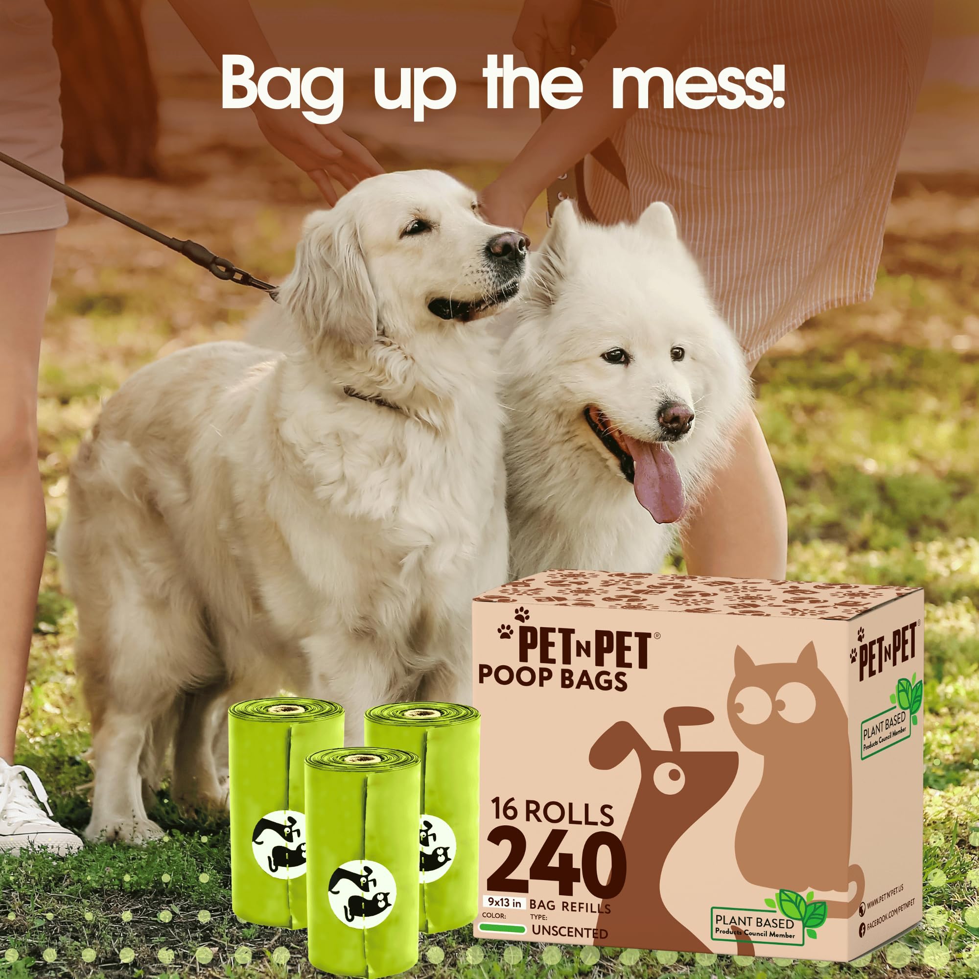 PET N PET poop bags dispenser-compatible rolls fit standard dispensers