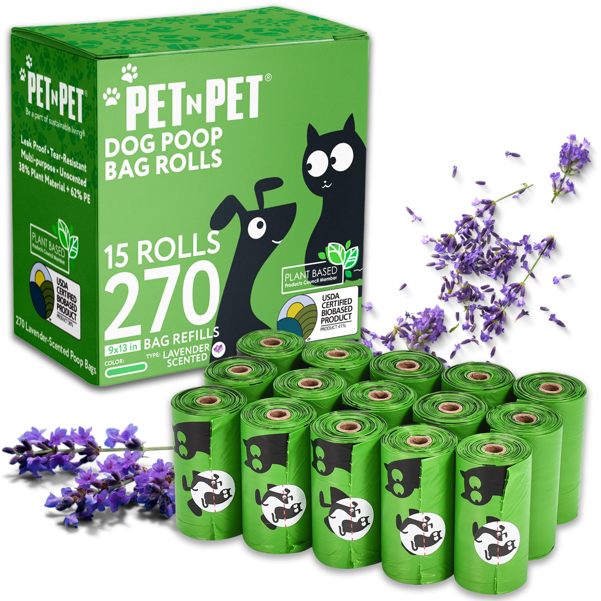 Pet N Pet poop bags green roll for easy cleanup on walks