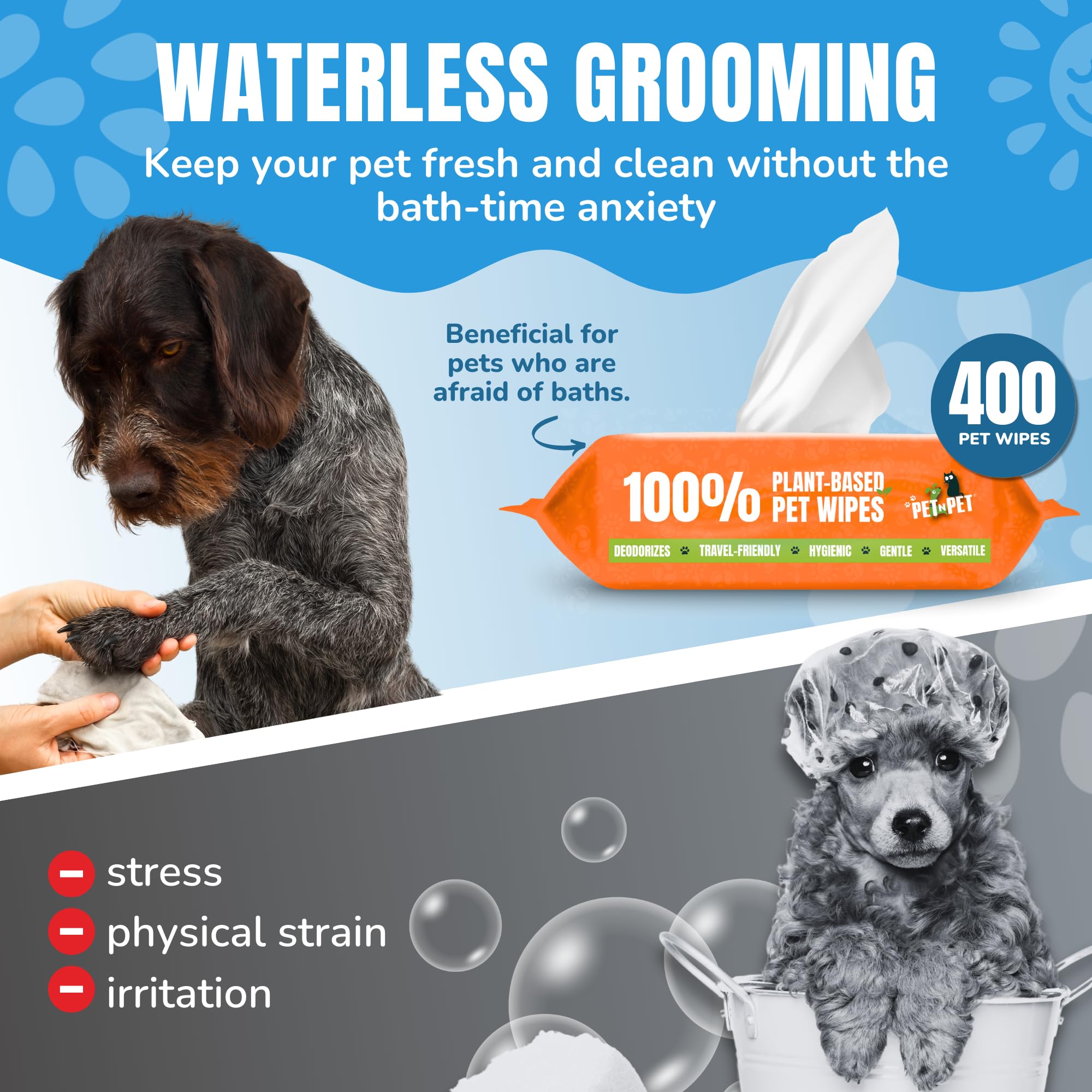 PET N PET wipes close-up highlighting hypoallergenic formula for sensitive skin