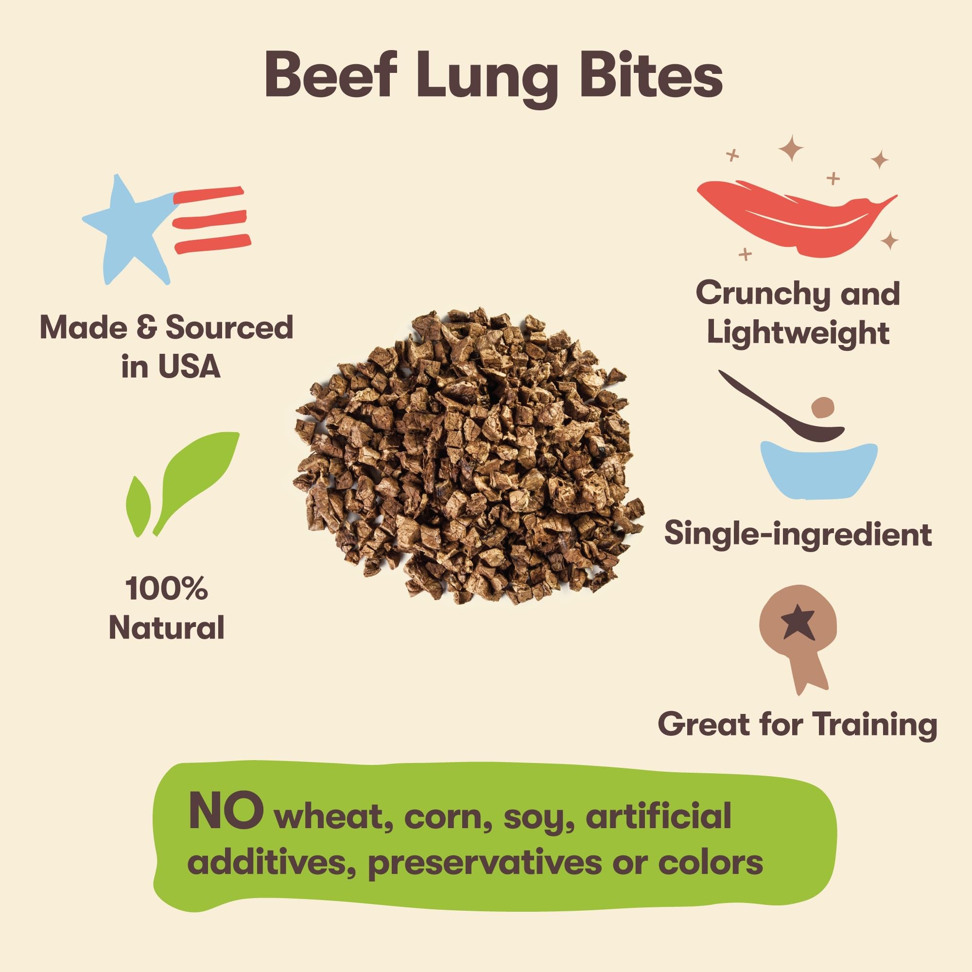 Pet 'n Shape beef lung treats sourced from USA heartland quality
