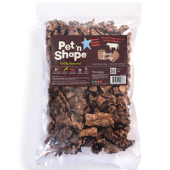 Pet 'n Shape beef lung treats in resealable packaging for freshness