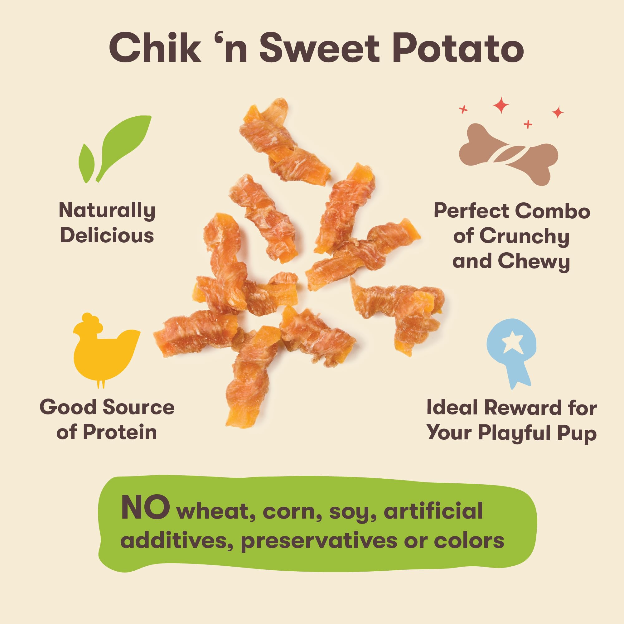 Pet 'n Shape chicken-wrapped potato bites closeup demonstrates convenient, bite-sized portions.