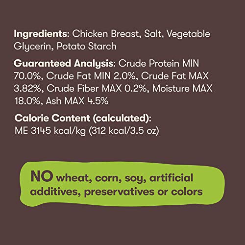 U.S. lab-tested safety badge on Pet 'n Shape Chik 'n Breast Jerky packaging