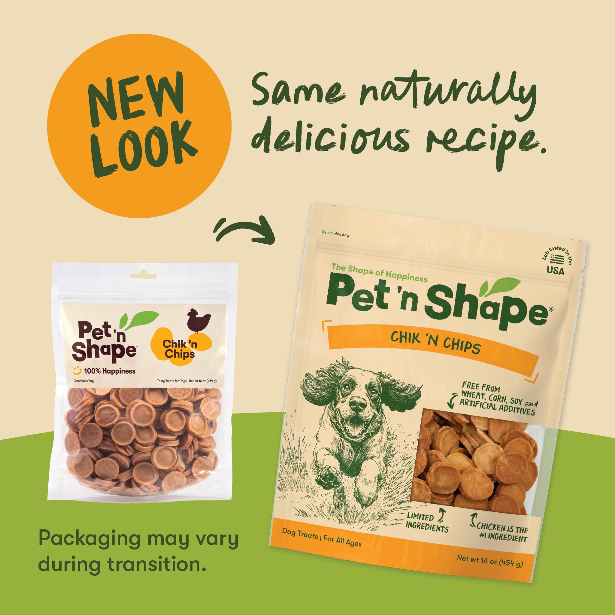 Pet 'n Shape Chik 'n Chips chicken breast chips highlight a protein-rich snack.