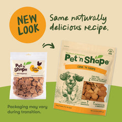 Pet 'n Shape Chik 'n Chips chicken breast chips highlight a protein-rich snack.