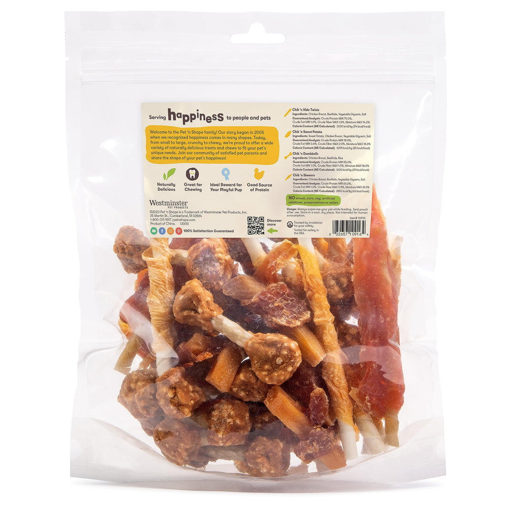 Pet 'n Shape Chicken Wrapped Rawhide Twists ready for long-lasting chew time