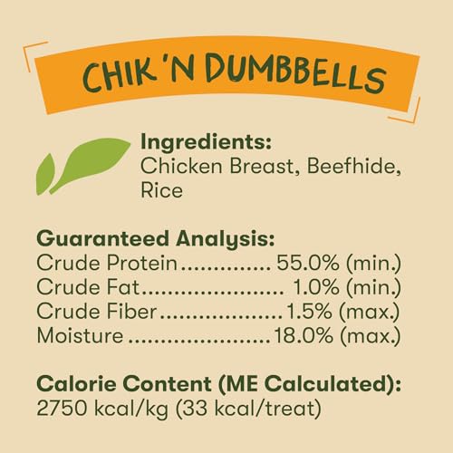 Pet 'n Shape Chik 'N Rice Dumbbells dog-enjoying-treat during training session.
