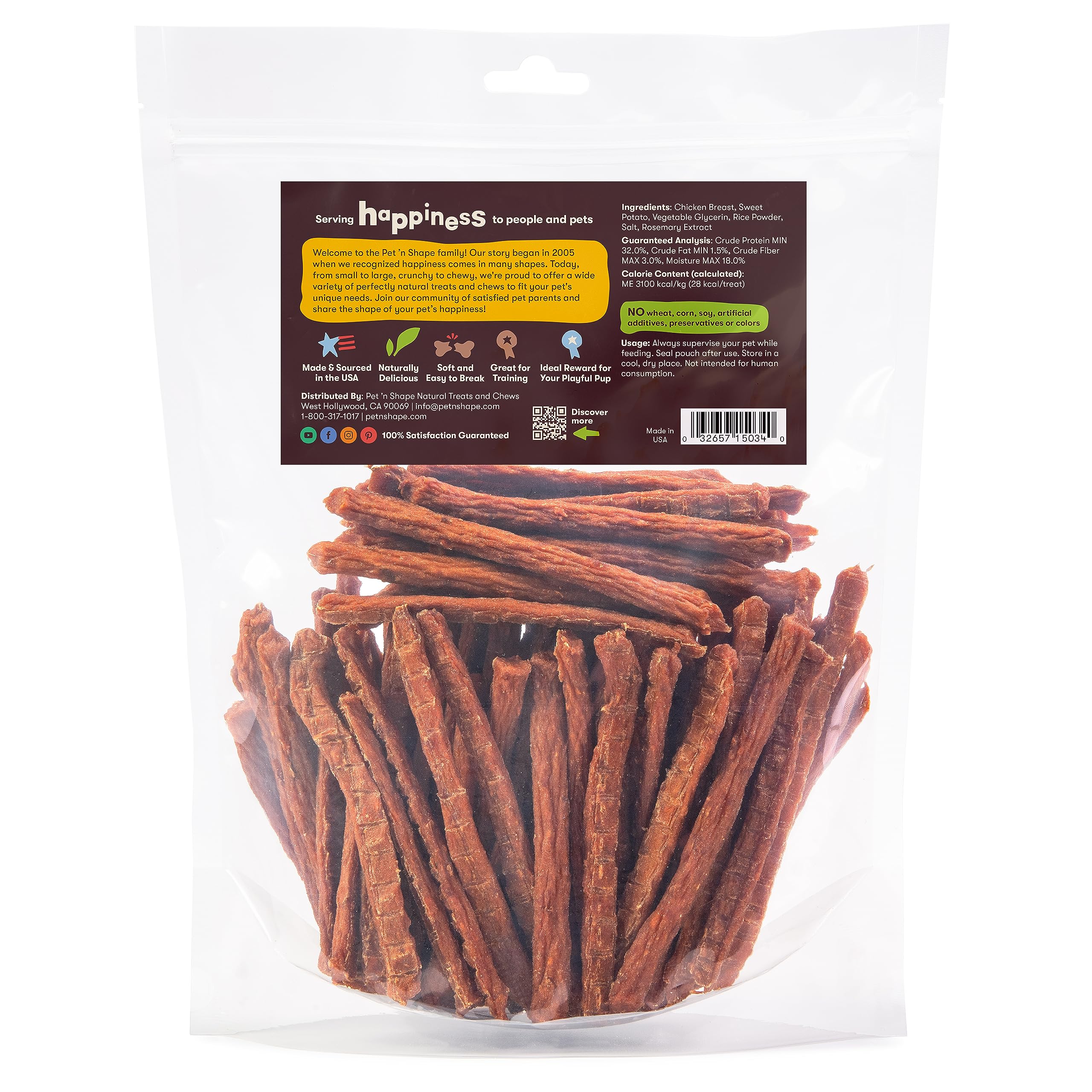 Pet 'n Shape Chik 'n Sweet Potato Stix close-up reveals chewy texture ideal for training rewards.