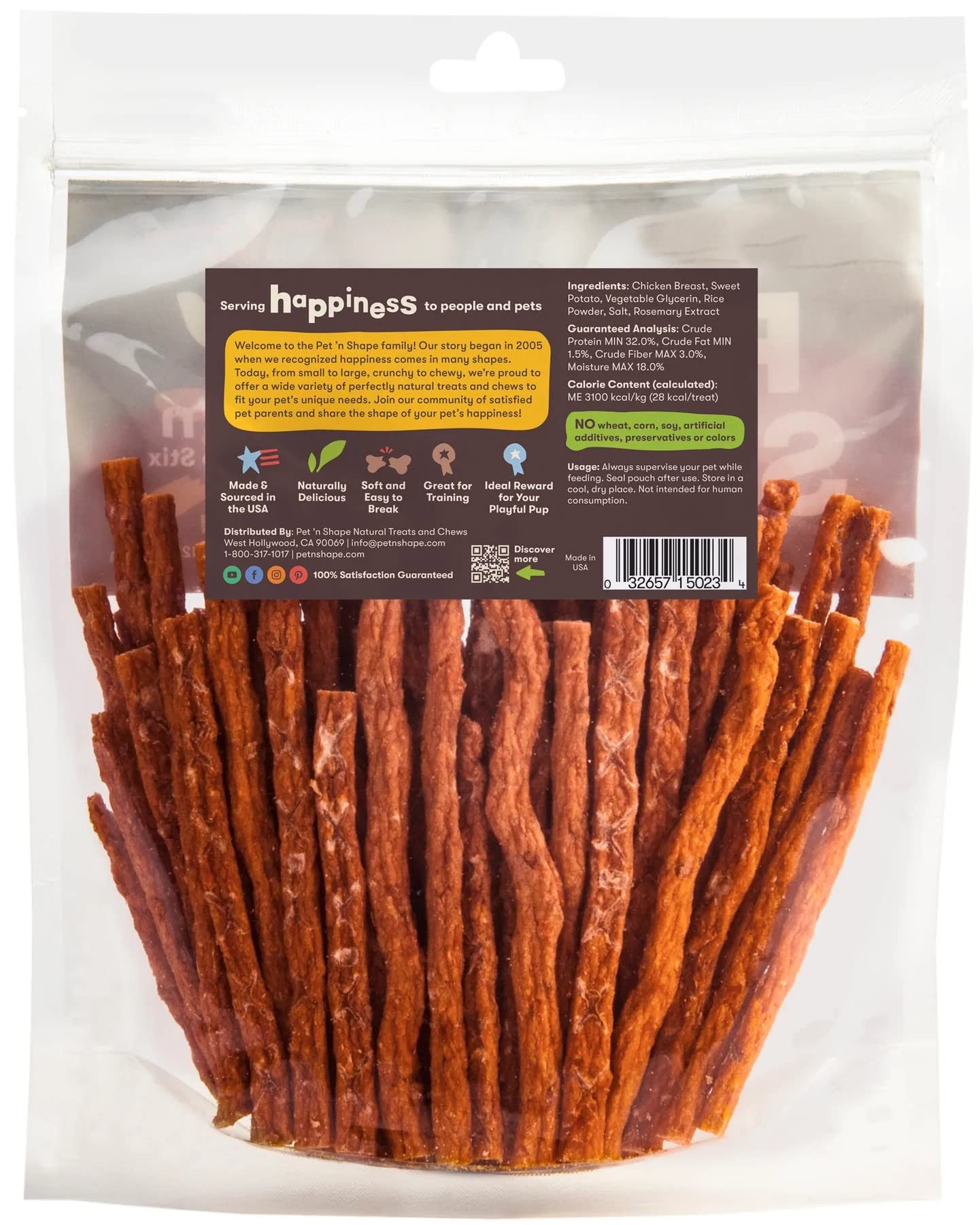 Pet 'n Shape Chik 'n Sweet Potato Stix raw ingredients showcase lean chicken.