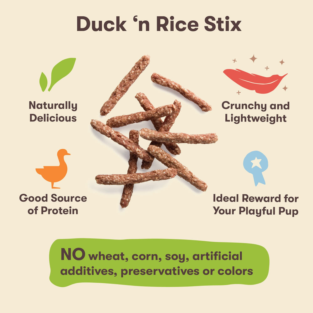Pet 'n Shape Duck 'n Rice Stix training session ready bite-sized rewards.