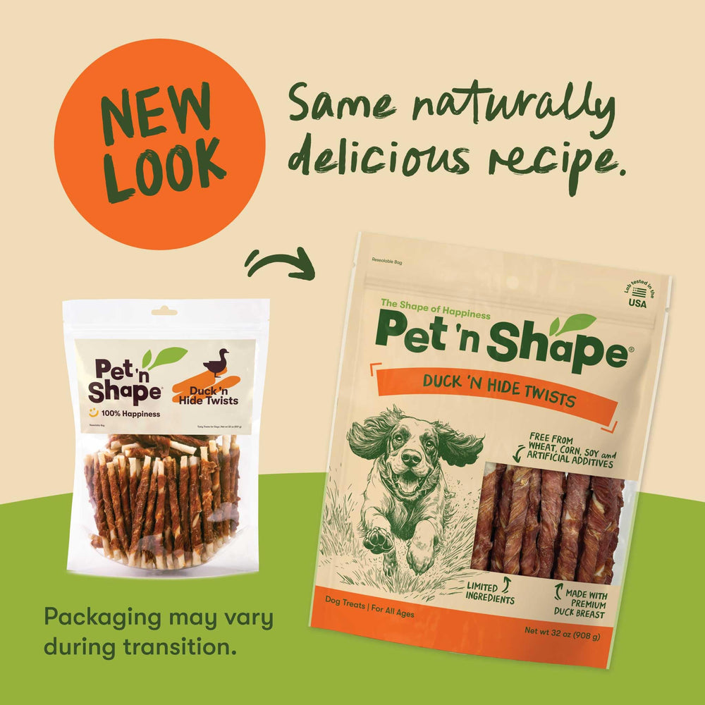 Pet 'n Shape Hide Twists training chew suitable for puppies and dogs.