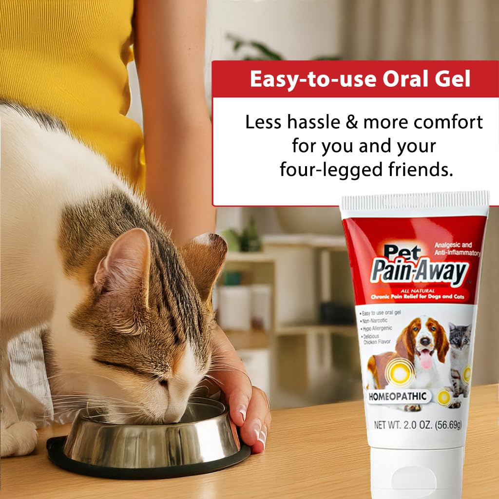 Pet Pain-Away suitable for cats and dogs for natural relief.