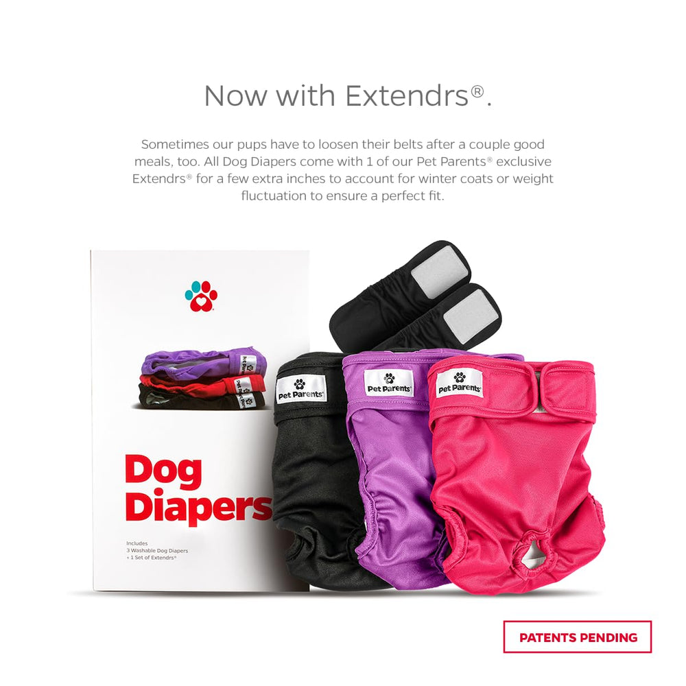 Pet Parents Extendrs dog diaper support showing improved fit