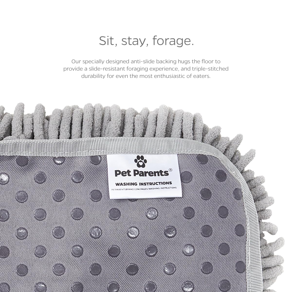Pet Parents Forager washable mat ready for easy cleanup after meals.