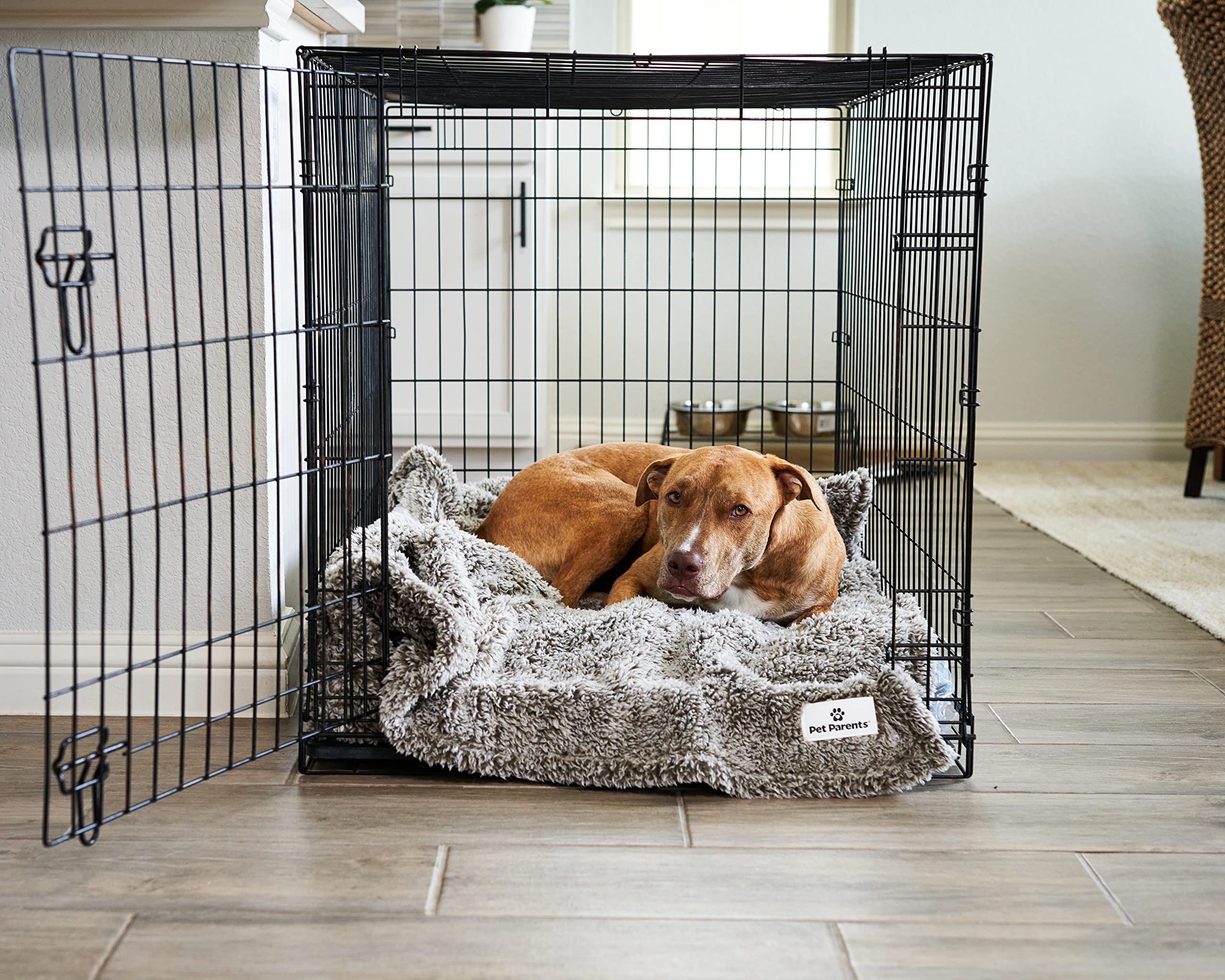 Pet Parents Premium Pet Blanket chocolate color blends with home decor.
