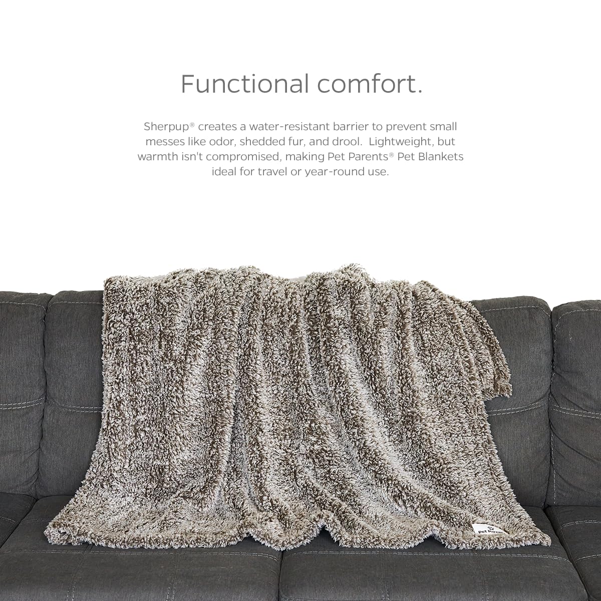 Pet Parents Premium Pet Blanket in slate color blends with home decor