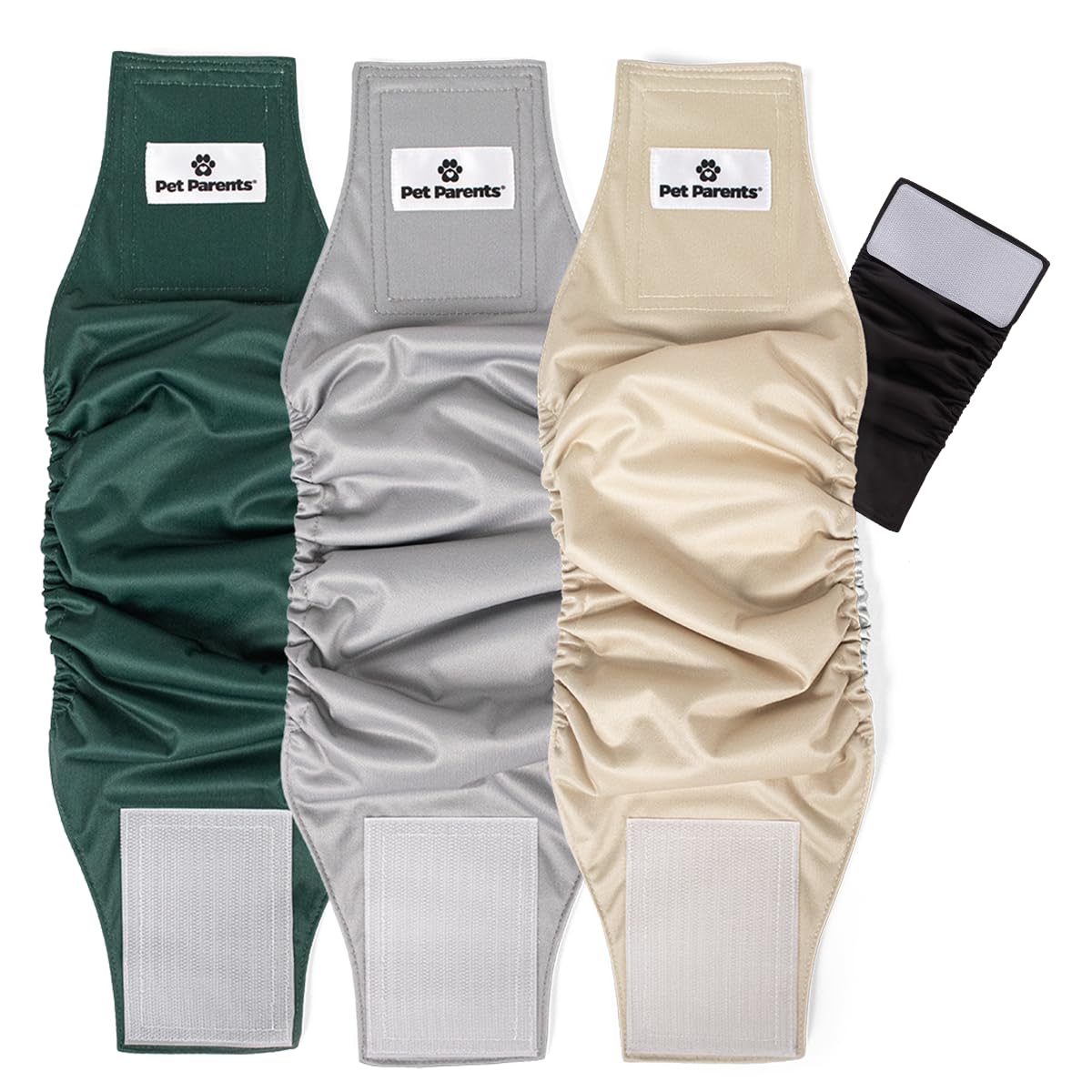 Pet Parents Washable Belly Bands small pack shows waist measurement for proper fit.