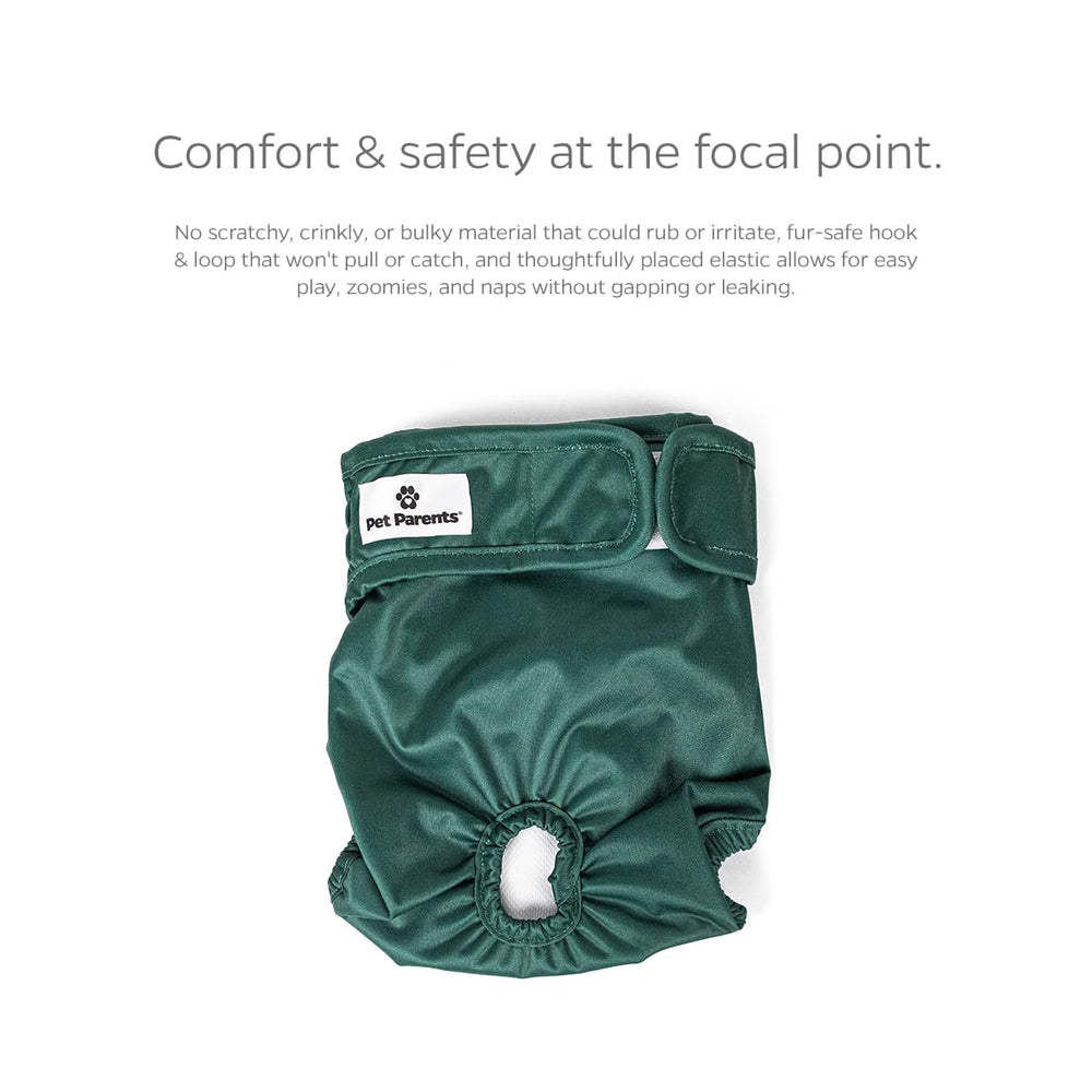 Pet Parents diaper on a soft strap for comfortable wear.