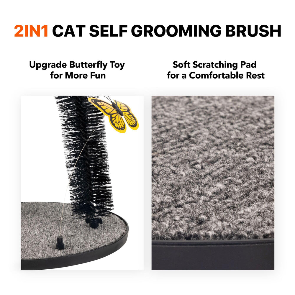 Pet Prime cat arch self groomer back scratcher feature in action.