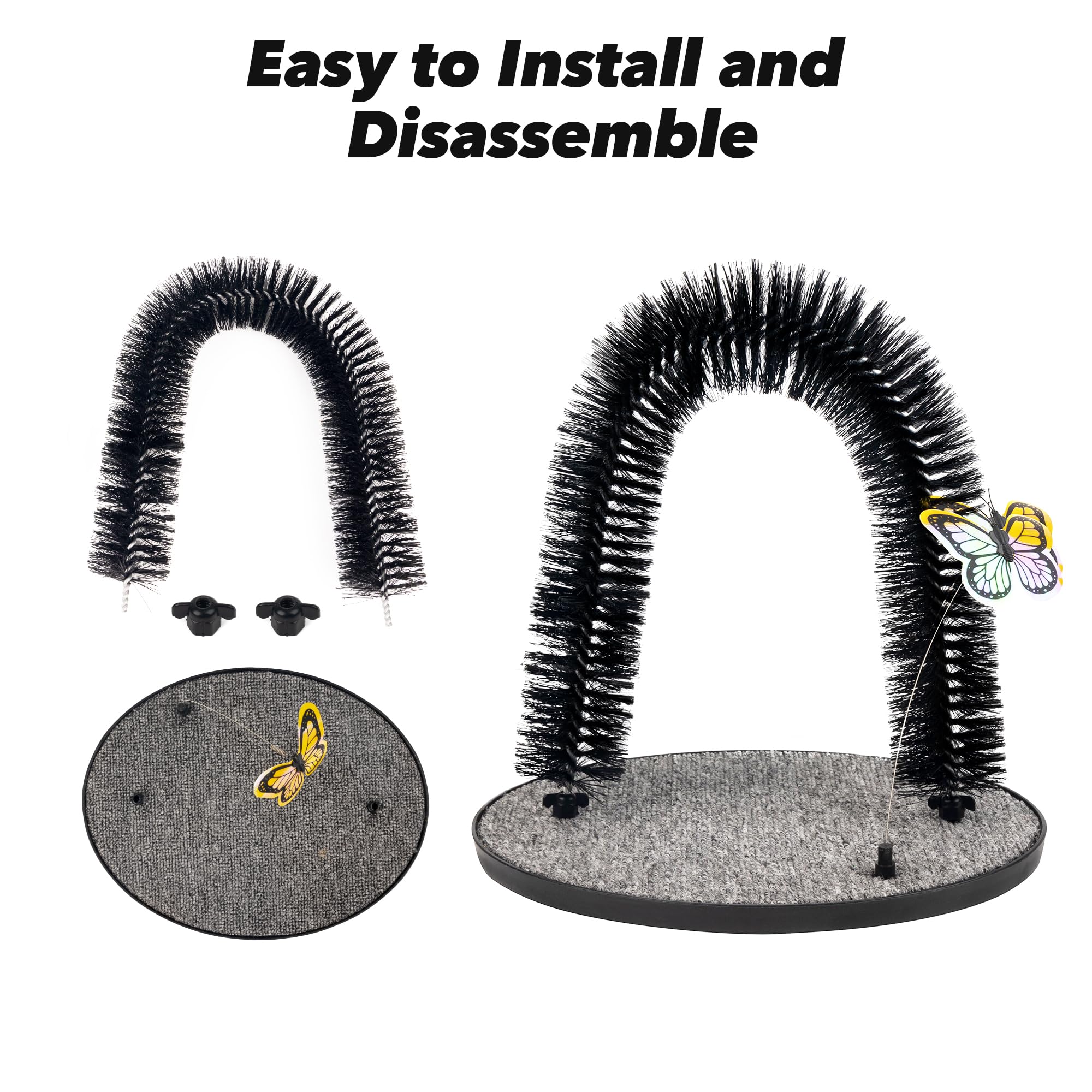 Pet Prime cat arch self groomer bow steel frame provides durable brushing.