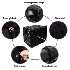 Pet Prime dog crate cover 30in side view highlights windproof shell