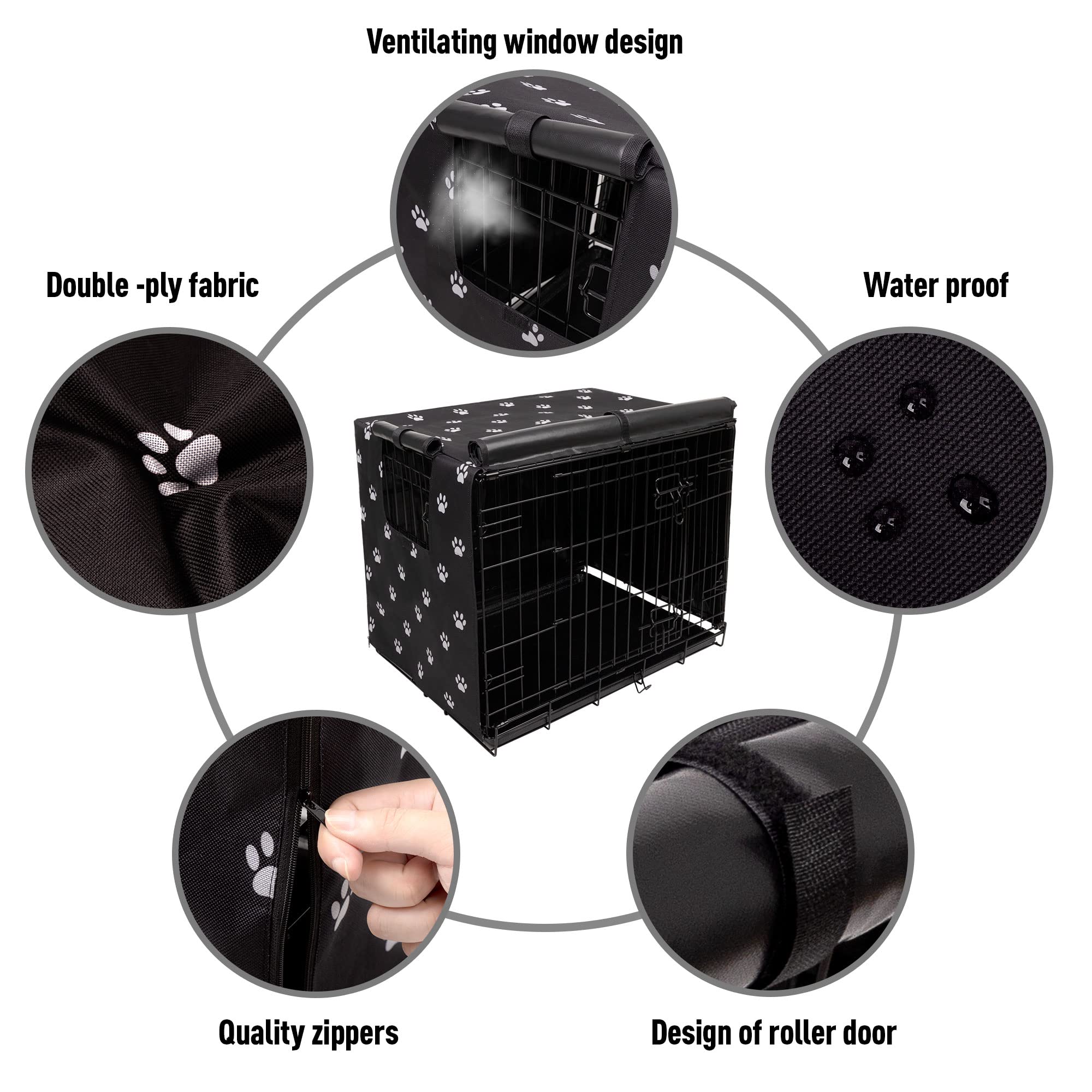 Pet Prime crate cover installed in minutes with a simple snug fit on a crate.