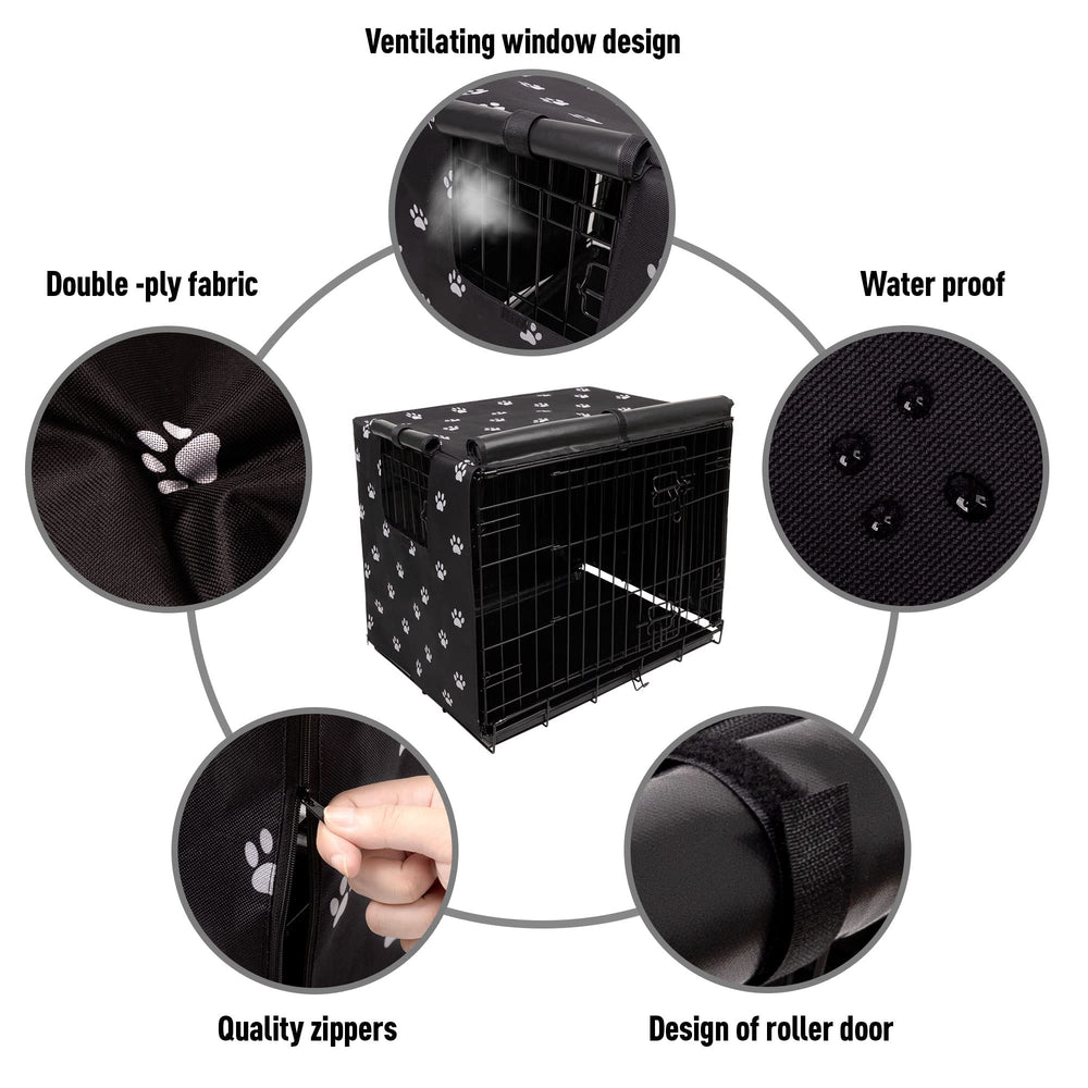 Pet Prime crate cover installed in minutes with a simple snug fit on a crate.