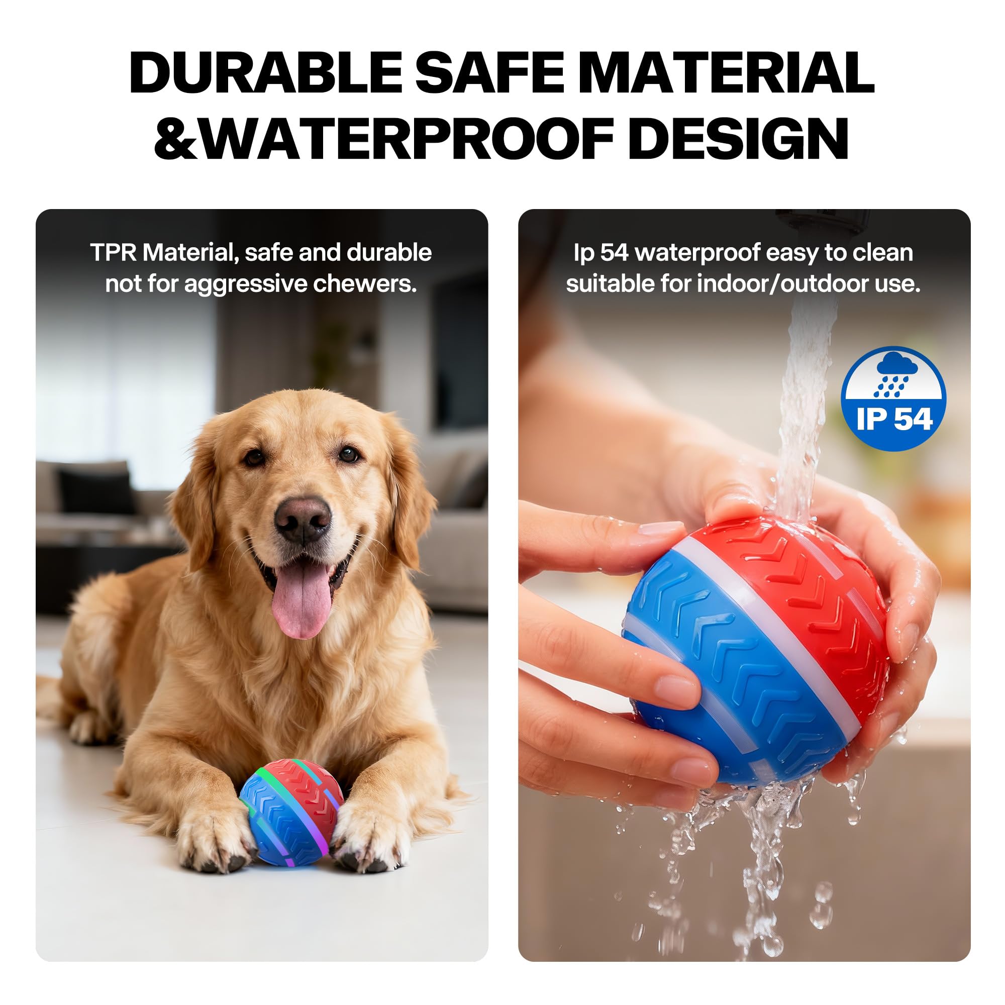 Pet Prime ball toy easy-clean surface shows quick rinse-clean after outdoor adventures