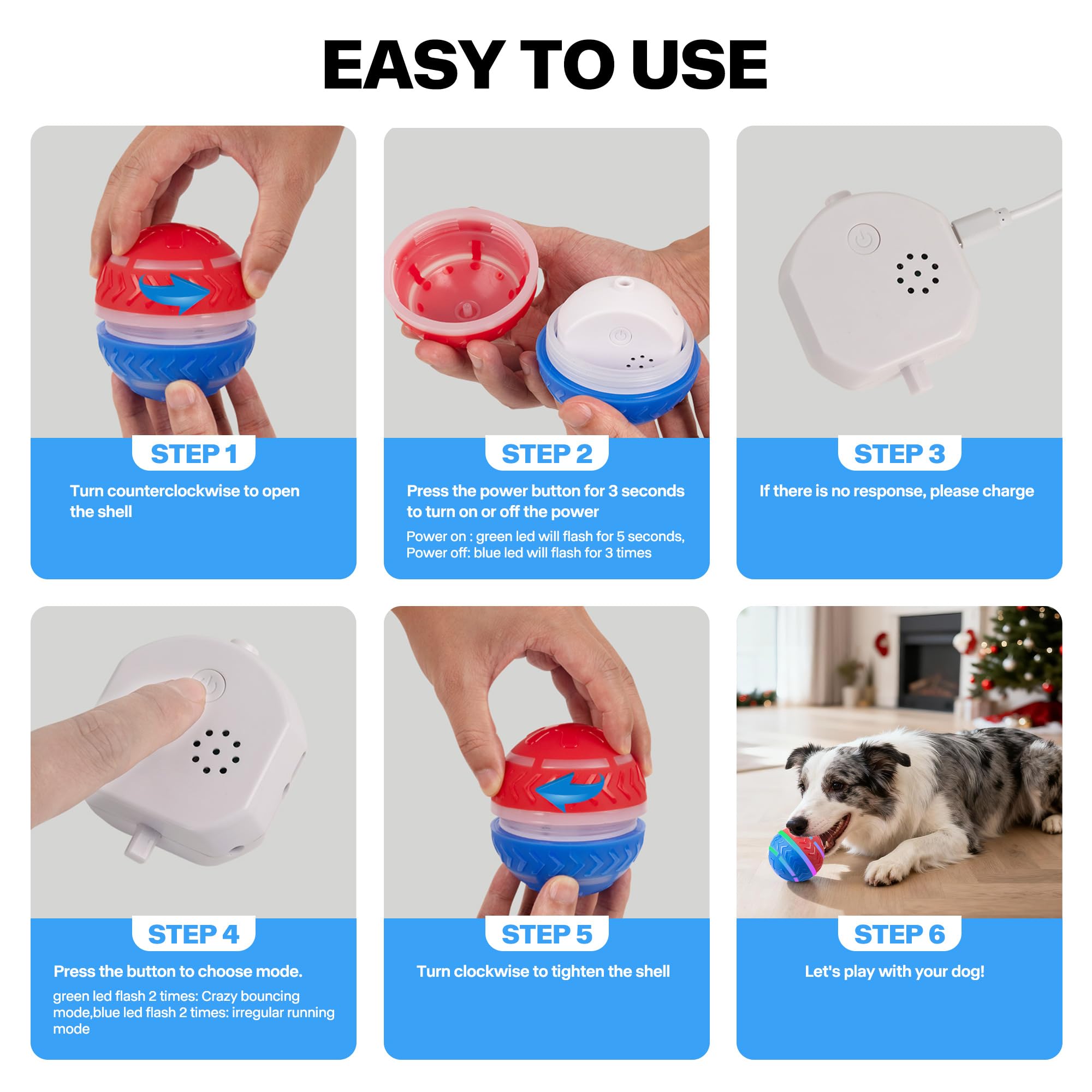 Pet Prime ball toy Type-C recharge highlights fast, convenient charging