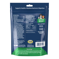 Pet Protect Digestive Health soft chews closeup highlights chicken flavor for picky eaters.